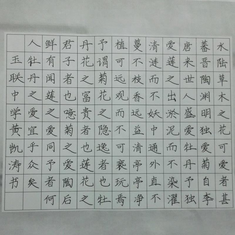揭阳 揭东区玉湖镇玉联初级中学 硬笔中学组 黄凯涛