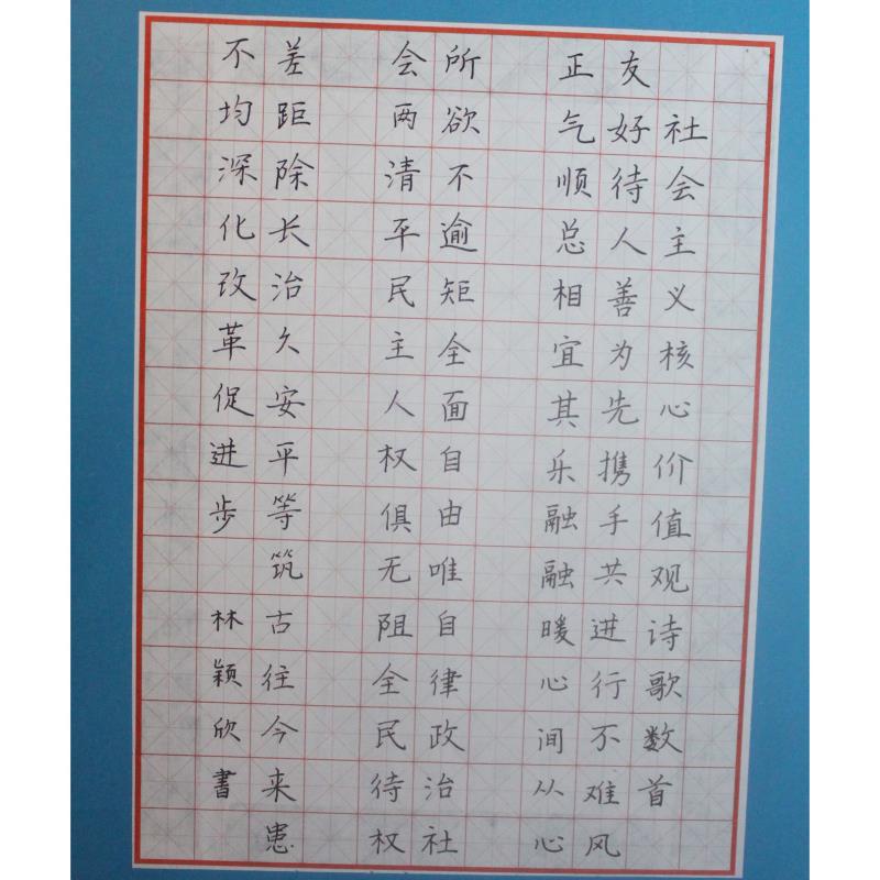 中山 中山市板芙镇湖洲小学 硬笔小学组 林颖欣