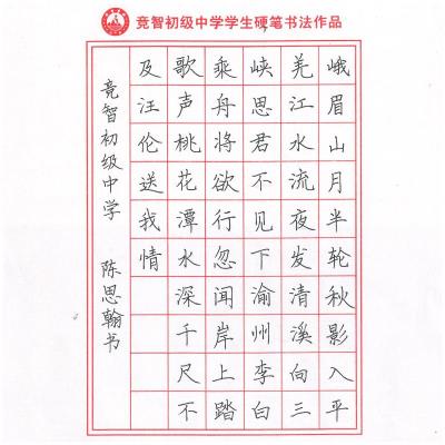 揭阳 揭阳市空港炮台镇竞智初级中学 硬笔中学组 陈思翰