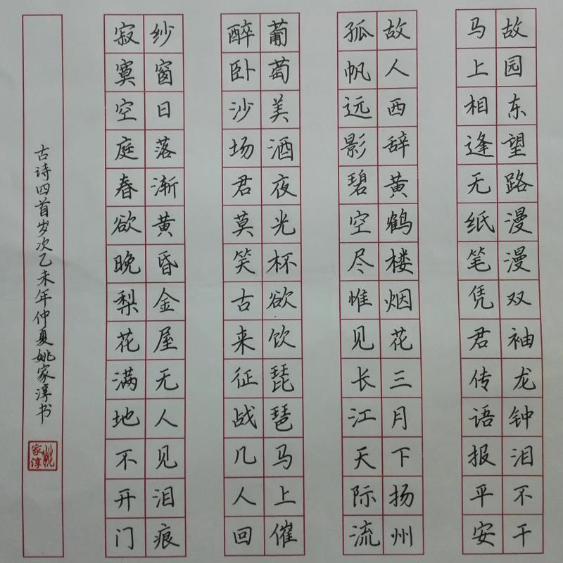 汕头 汕头市潮阳实验学校 硬笔中学组 姚家淳