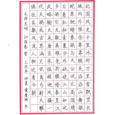 汕头 广东汕头华侨中学 硬笔中学组 黄楚涛