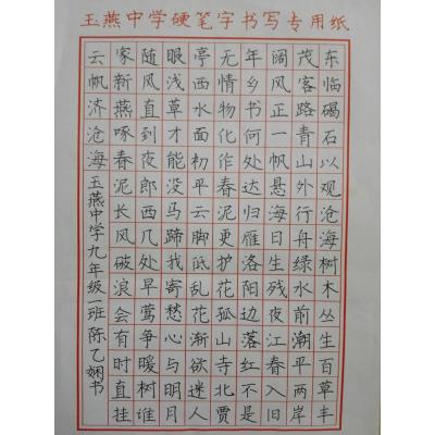 陆丰 陆丰市玉燕中学 硬笔中学组 陈乙娴