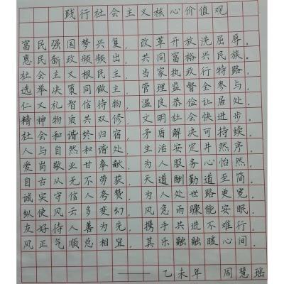 东莞 东莞常平镇振兴中学 硬笔中学组 周慧瑶