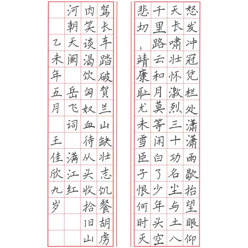 深圳 深圳市南山实验集团南头部 硬笔小学组 王佳欣
